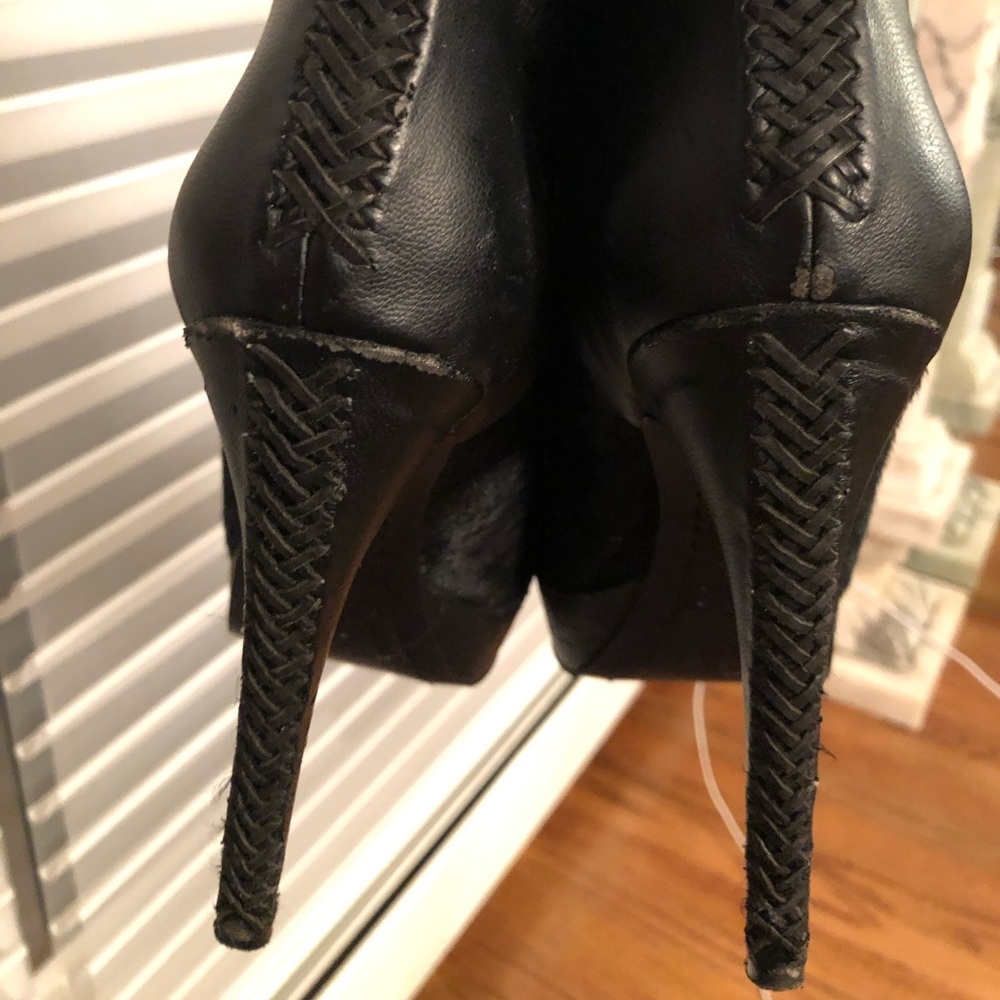 Black Pony Hair Platform Booties - Picture 4 of 5